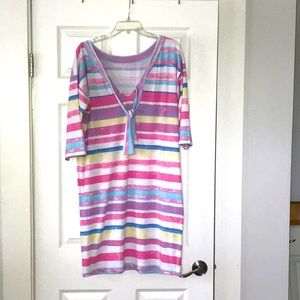 Watercolor striped mini dress!